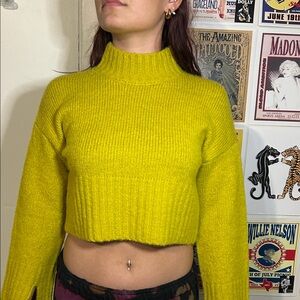 Papermoon Mustard Yellow Cropped Turtleneck Sweater